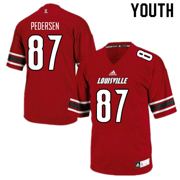 Youth #87 Christian Pedersen Louisville Cardinals College Football Jerseys Sale-Red - Click Image to Close